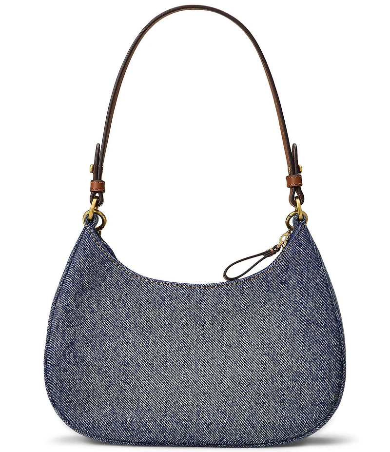 Lauren Ralph Lauren Denim Medium Marcy Zip Braided Strap Shoulder Bag