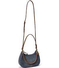Lauren Ralph Lauren Denim Medium Marcy Zip Braided Strap Shoulder Bag