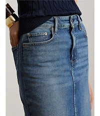 Lauren Ralph Lauren Denim Mid Rise Knee Length Pencil Skirt
