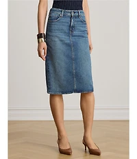 Lauren Ralph Lauren Denim Mid Rise Knee Length Pencil Skirt