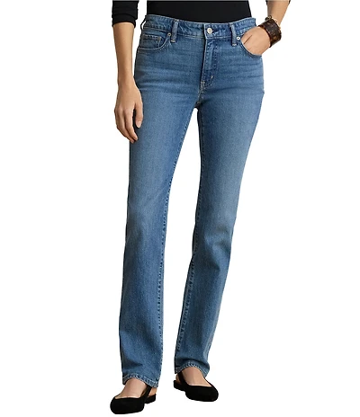 Lauren Ralph Lauren Denim Mid Rise Straight Leg Full Length Jeans