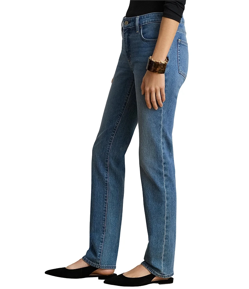 Lauren Ralph Lauren Denim Mid Rise Straight Leg Full Length Jeans