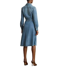 Lauren Ralph Lauren Denim Point Collar Long Sleeve Belted Shirtdress