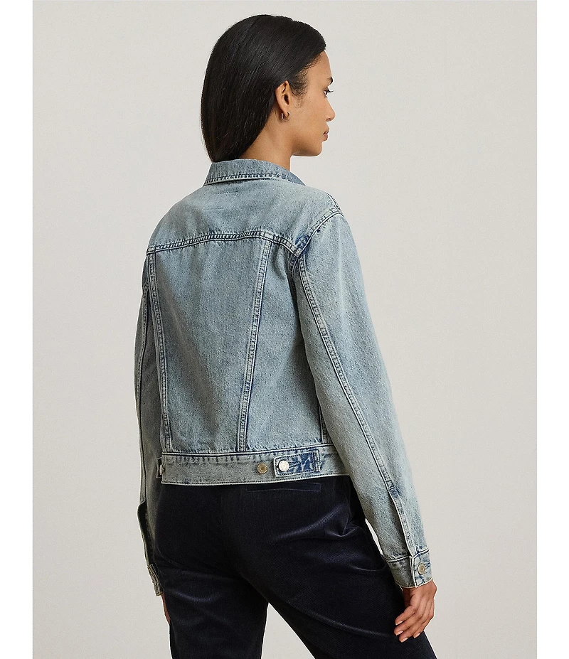Lauren Ralph Lauren Denim Point Collar Long Sleeve Trucker Jacket