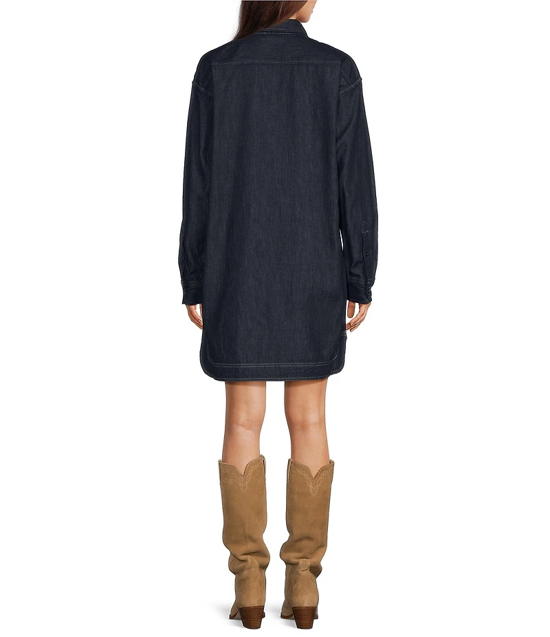 Lauren Ralph Lauren Denim Spread Collar Long Sleeve Shirt Dress