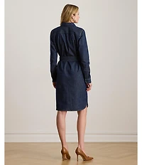 Lauren Ralph Lauren Denim Twill Point Collar Long Sleeve Shirt Dress
