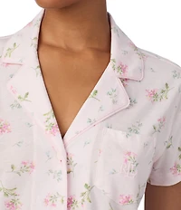 Lauren Ralph Lauren Ditsy Bouquet Print Short Sleeve Notch Collar Knit Cropped Pajama Set