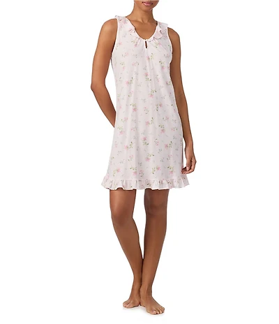 Lauren Ralph Lauren Ditsy Bouquet Print Sleeveless V Neck Jersey Knit Short Nightgown