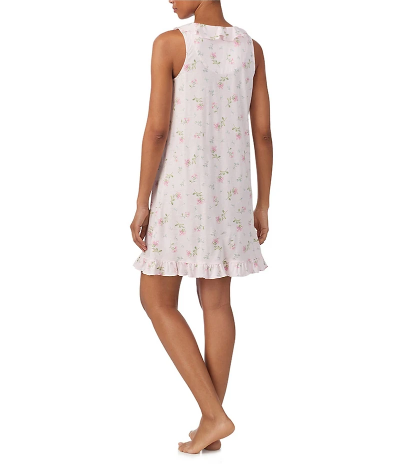 Lauren Ralph Lauren Ditsy Bouquet Print Sleeveless V Neck Jersey Knit Short Nightgown