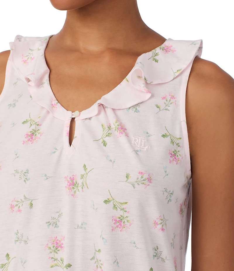 Lauren Ralph Lauren Ditsy Bouquet Print Sleeveless V Neck Jersey Knit Short Nightgown