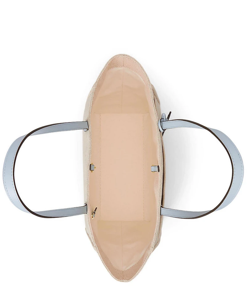 Lauren Ralph Lauren Golden Retriever Embroidered Large Cameryn Canvas Tote Bag