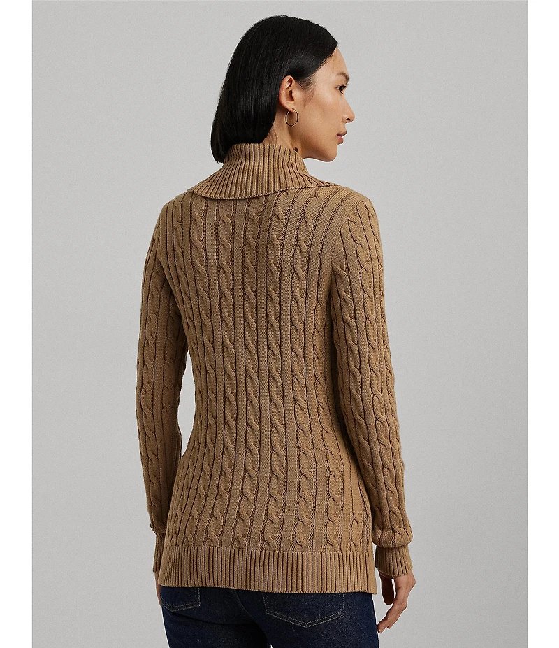 Lauren Ralph Lauren Ribbed Shawl Collar Long Sleeve Side Buckle Sweater