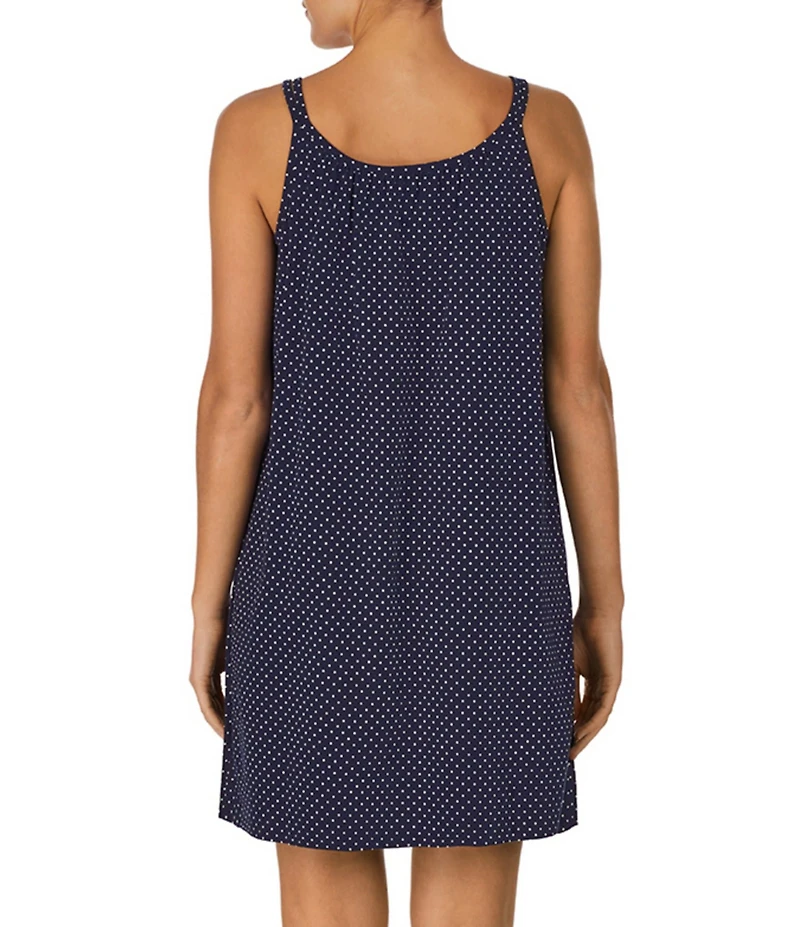 Lauren Ralph Lauren Dot Printed Double Strap Knit Short Cotton Nightgown