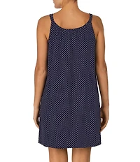 Lauren Ralph Lauren Dot Printed Double Strap Knit Short Cotton Nightgown