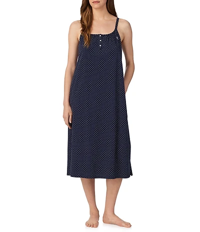 Lauren Ralph Lauren Dotted Sleeveless Jersey Knit Ballet Nightgown