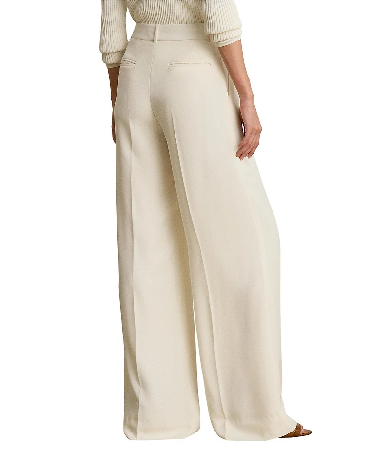 Lauren Ralph Lauren Double Face Georgette High Rise Wide Leg Pleated Front Pants