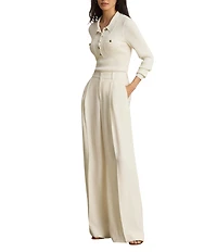 Lauren Ralph Lauren Double Face Georgette High Rise Wide Leg Pleated Front Pants