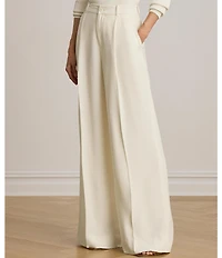 Lauren Ralph Lauren Double Face Georgette High Rise Wide Leg Pleated Front Pants