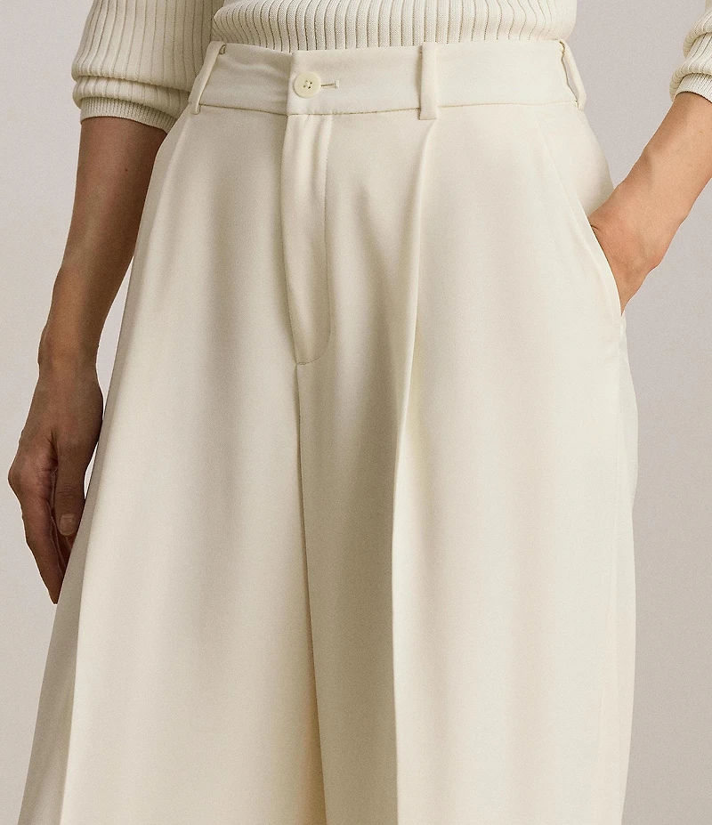 Lauren Ralph Lauren Double Face Georgette High Rise Wide Leg Pleated Front Pants