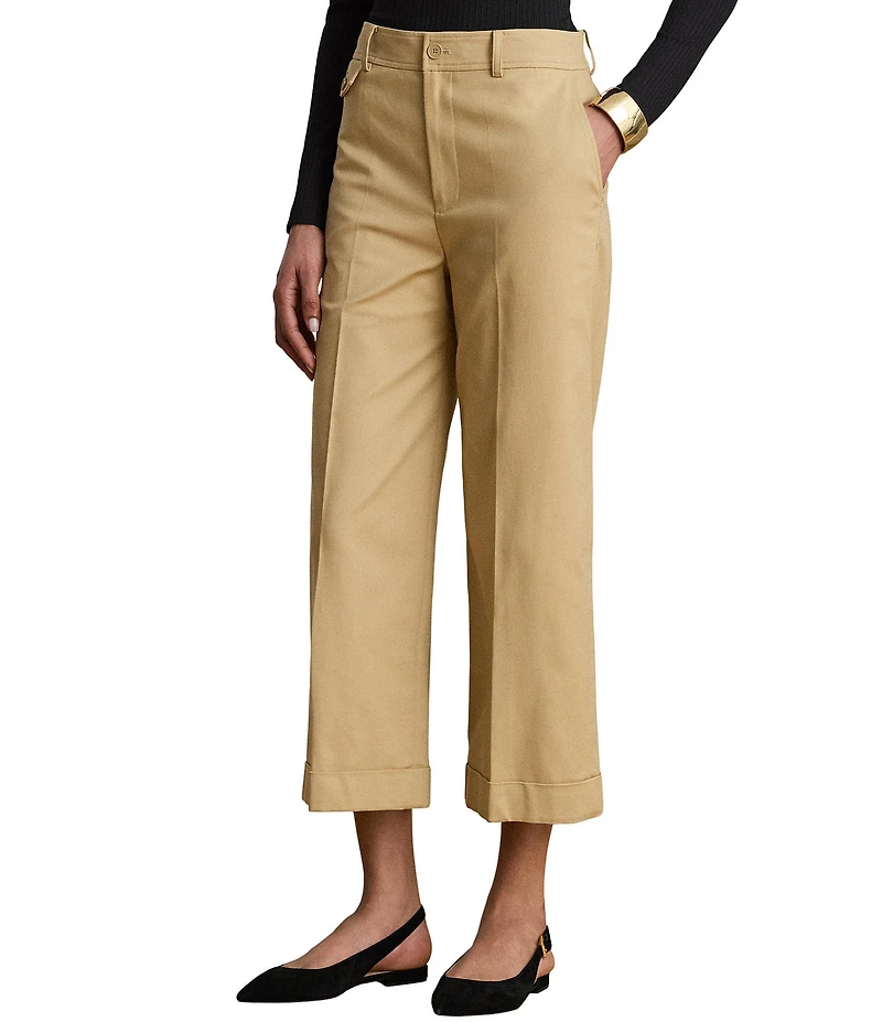 Lauren Ralph Lauren Double Faced Stretch Cotton Crop Length Pants