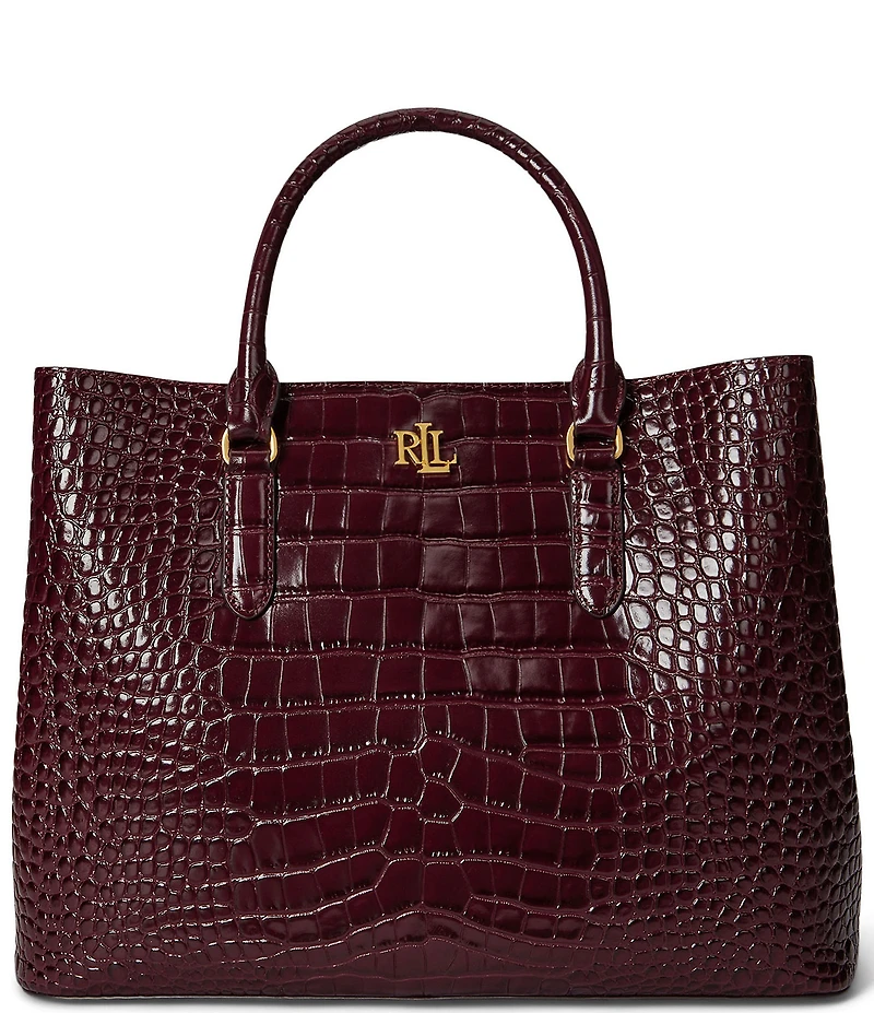 Lauren Ralph Lauren Marcy Large Embossed Leather Satchel Bag