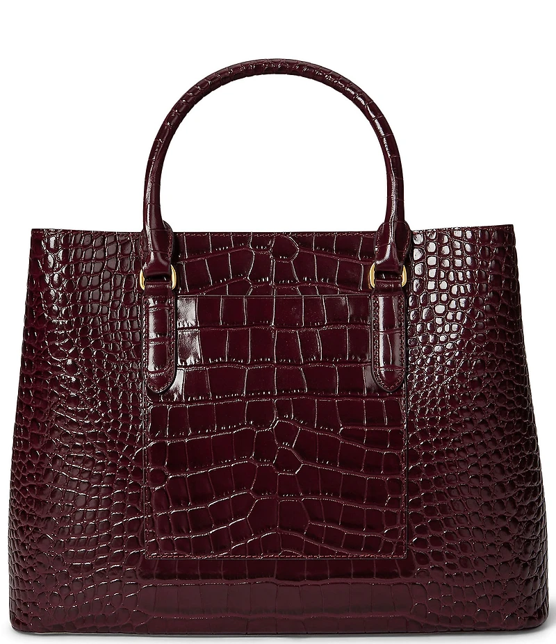 Lauren Ralph Lauren Marcy Large Embossed Leather Satchel Bag