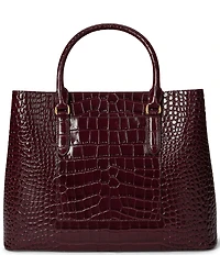 Lauren Ralph Lauren Marcy Large Embossed Leather Satchel Bag