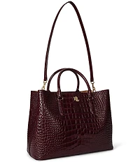 Lauren Ralph Lauren Marcy Large Embossed Leather Satchel Bag
