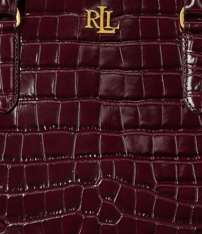 Lauren Ralph Lauren Marcy Large Embossed Leather Satchel Bag