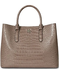Lauren Ralph Lauren Marcy Large Crocodile Embossed Satchel Tote Bag
