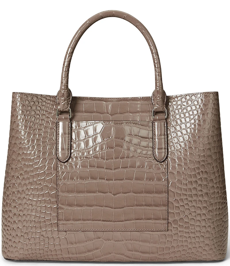 Lauren Ralph Lauren Marcy Large Crocodile Embossed Satchel Tote Bag
