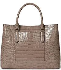 Lauren Ralph Lauren Marcy Large Crocodile Embossed Satchel Tote Bag