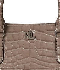 Lauren Ralph Lauren Marcy Large Crocodile Embossed Satchel Tote Bag