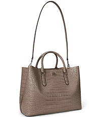 Lauren Ralph Lauren Marcy Large Crocodile Embossed Satchel Tote Bag