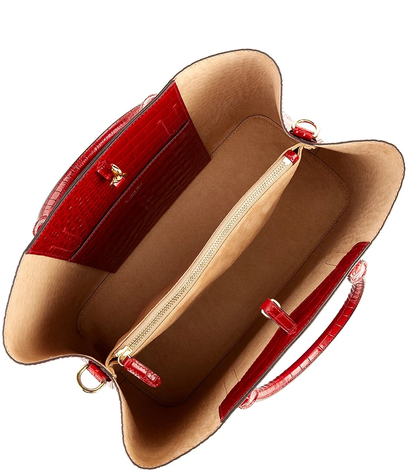 Lauren Ralph Lauren Marcy Large Crocodile Embossed Satchel Bag