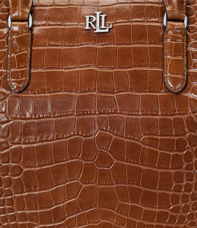 Lauren Ralph Lauren Marcy Large Crocodile Embossed Satchel Tote Bag