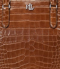 Lauren Ralph Lauren Marcy Large Crocodile Embossed Satchel Tote Bag