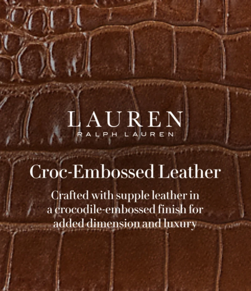 Lauren Ralph Lauren Marcy Large Crocodile Embossed Satchel Tote Bag