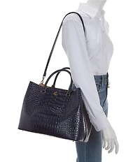 Lauren Ralph Lauren Marcy Large Crocodile Embossed Satchel Tote Bag