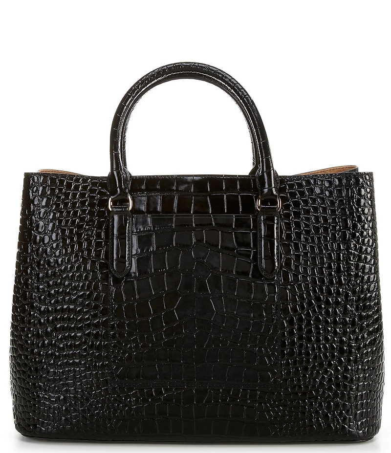 Lauren Ralph Lauren Marcy Large Crocodile Embossed Satchel Tote Bag