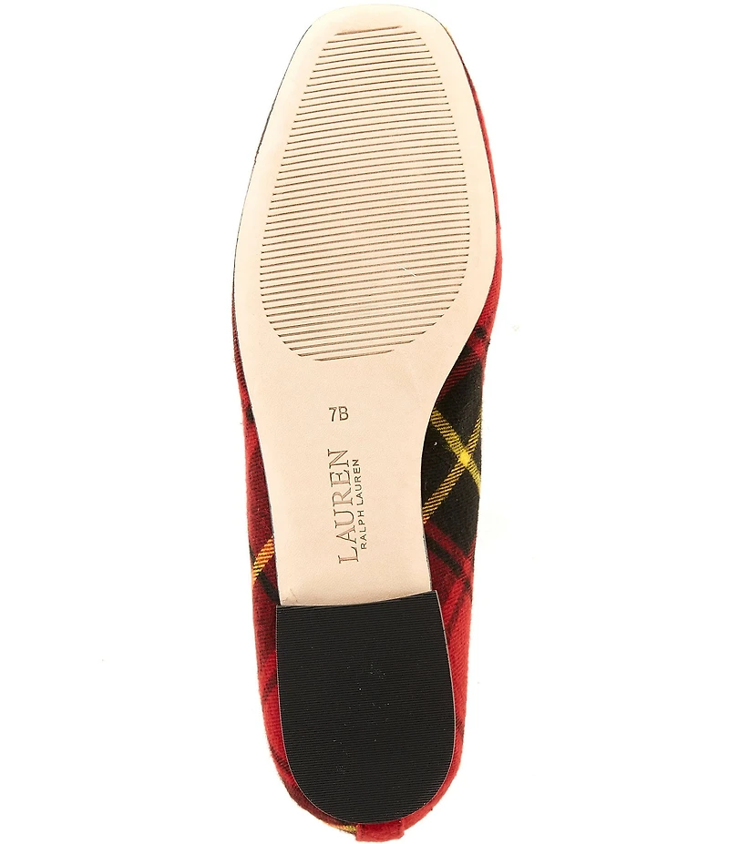 Lauren Ralph Lauren Emellie Tartan Plaid Embroidered Script Logo Ballet Flats