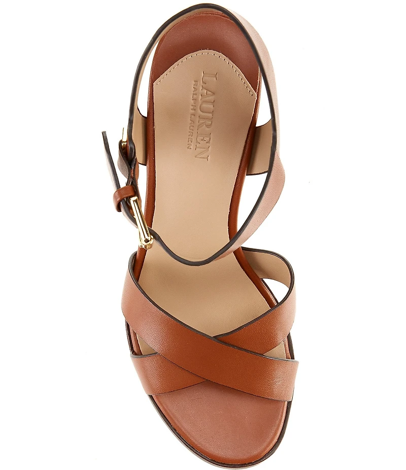 Lauren Ralph Lauren Emeryn Leather Block Heel Sandals