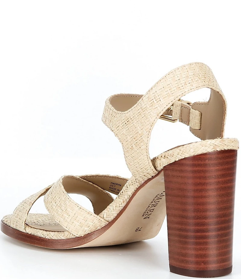 Lauren Ralph Lauren Emeryn Raffia Block Heel Sandals