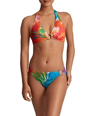 Lauren Ralph Lauren Engineered Paradise Floral Side Rattan Ring Hipster Swim Bottom