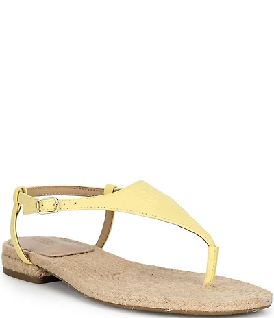 Lauren Ralph Lauren Everley III Leather Ankle Strap Thong Sandals