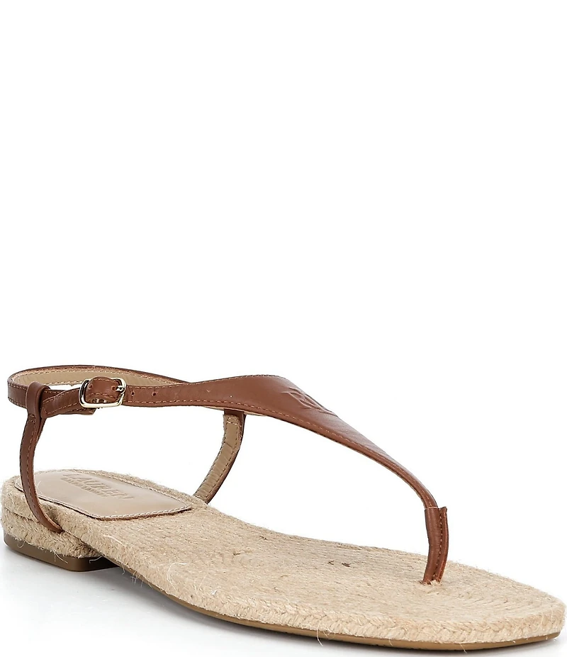 Lauren Ralph Lauren Everley III Leather Ankle Strap Thong Sandals