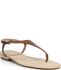 Lauren Ralph Lauren Everley III Leather Ankle Strap Thong Sandals