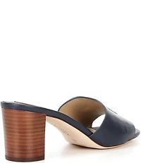 Lauren Ralph Lauren Everley Leather Signature Logo Block Heel Slide Sandals