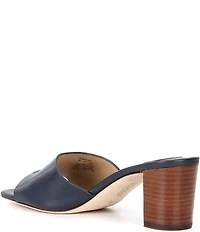 Lauren Ralph Lauren Everley Leather Signature Logo Block Heel Slide Sandals