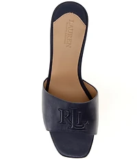 Lauren Ralph Lauren Everley Leather Signature Logo Block Heel Slide Sandals